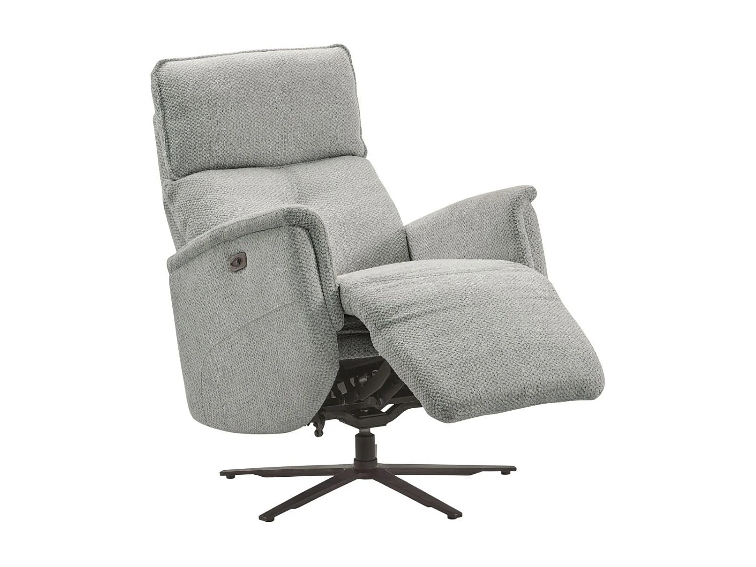 Fauteuil relax électrique pivotant avec têtière manuelle tissu chenille bleu-gris - PARADIZIO