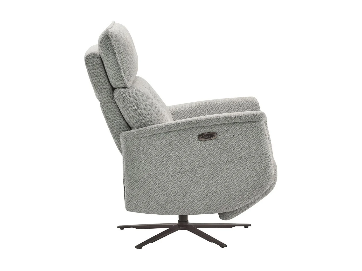 Fauteuil relax électrique pivotant avec têtière manuelle tissu chenille bleu-gris - PARADIZIO