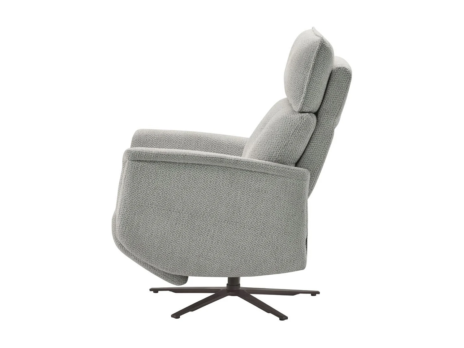 Fauteuil relax électrique pivotant avec têtière manuelle tissu chenille bleu-gris - PARADIZIO