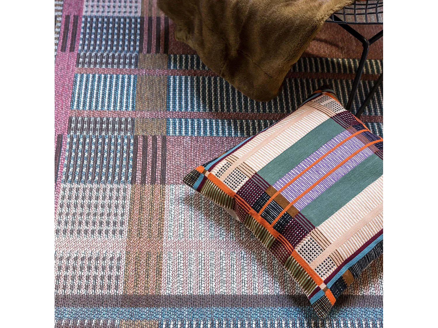 Geborduurd kussen Kaël Multico 45 x 45 cm