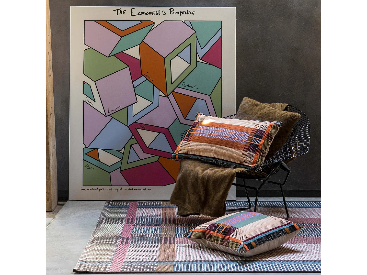 Geborduurd kussen Kaël Multico 45 x 45 cm