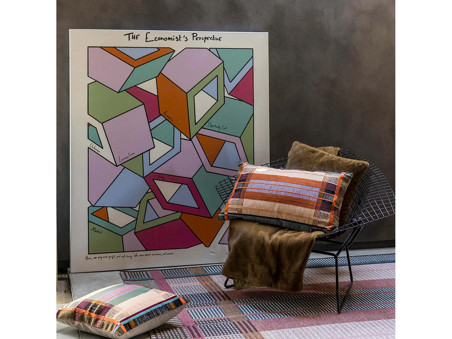 Geborduurd kussen Kaël Multico 45 x 45 cm