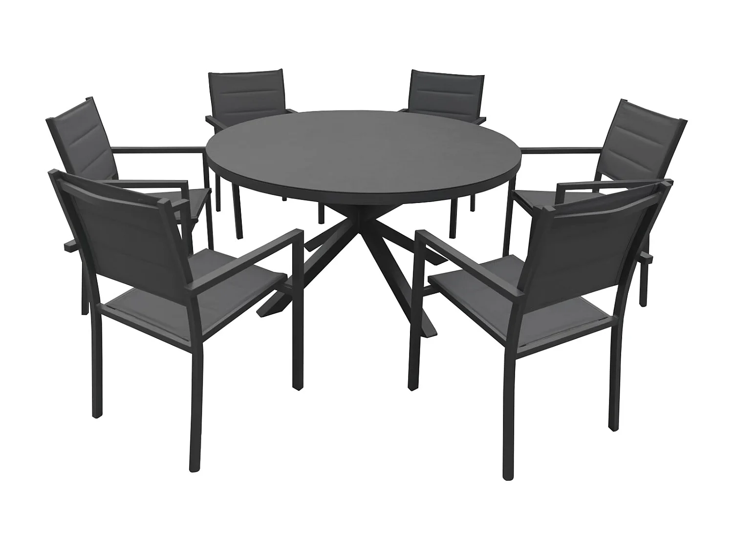 6-persoons grijs textilene GIALOVA tuinmeubelset - antraciet aluminium
