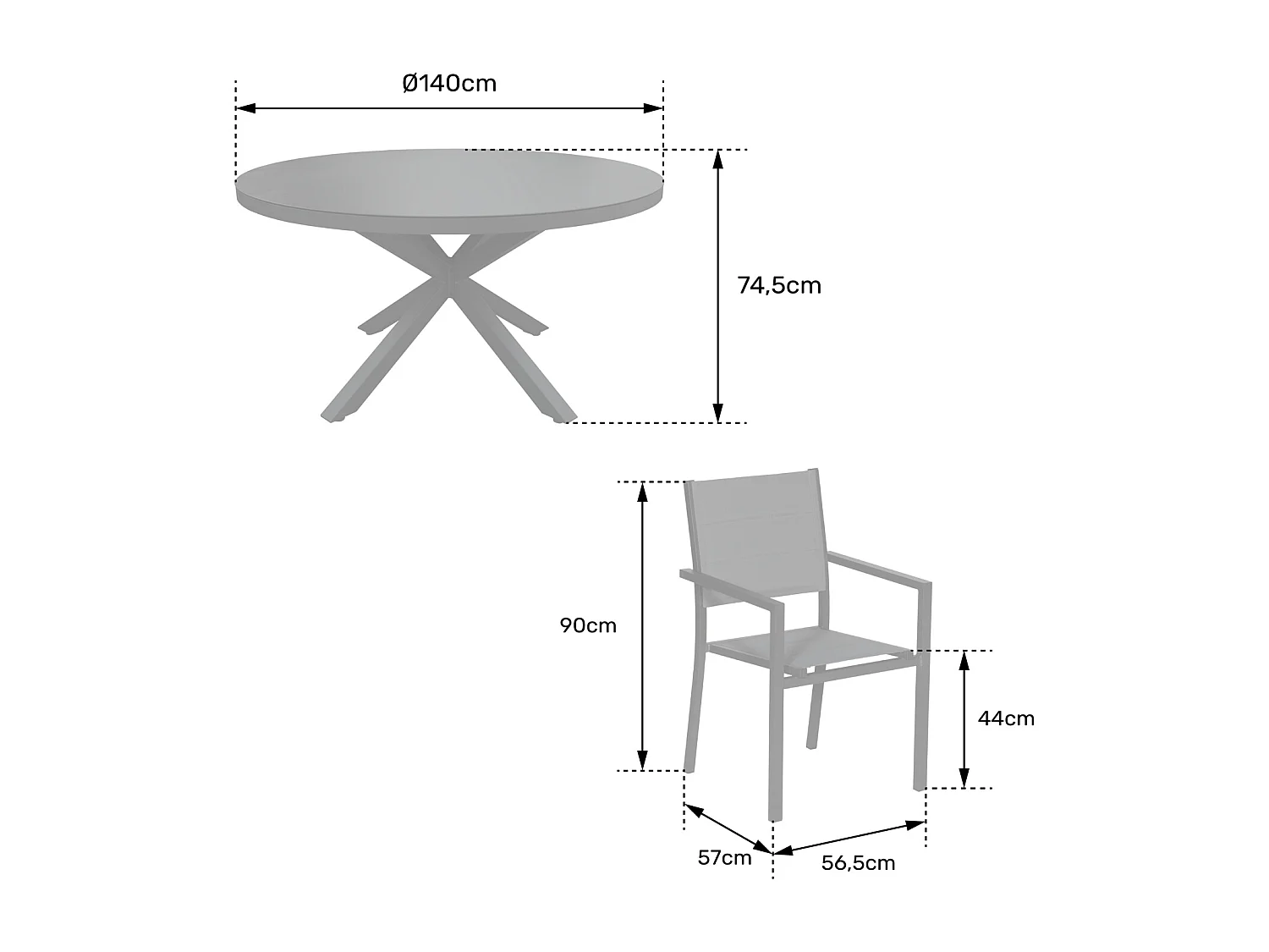6-persoons grijs textilene GIALOVA tuinmeubelset - antraciet aluminium