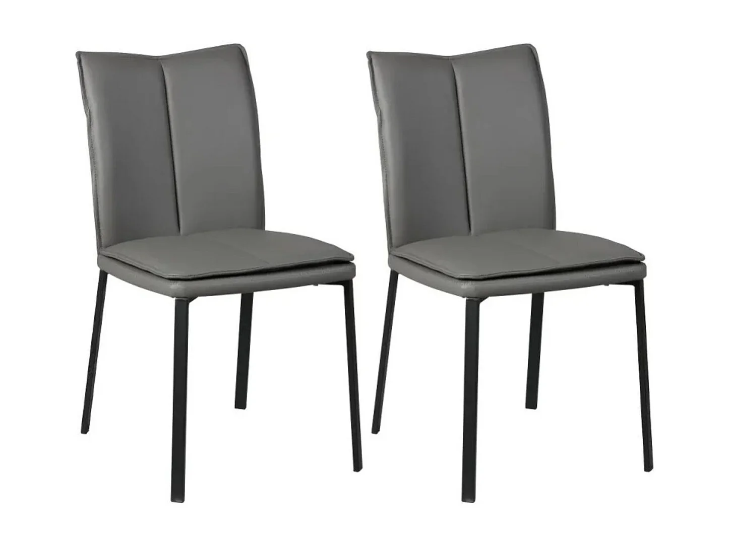 Lot de 2 chaises avec assise rembourrée revêtement synthétique coloris gris et pieds en acier laqué. - SILLAGE