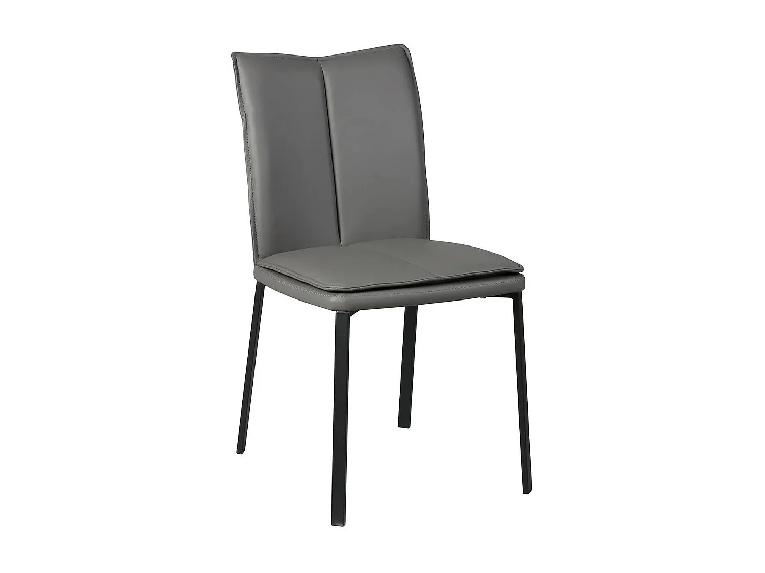 Lot de 2 chaises avec assise rembourrée revêtement synthétique coloris gris et pieds en acier laqué. - SILLAGE