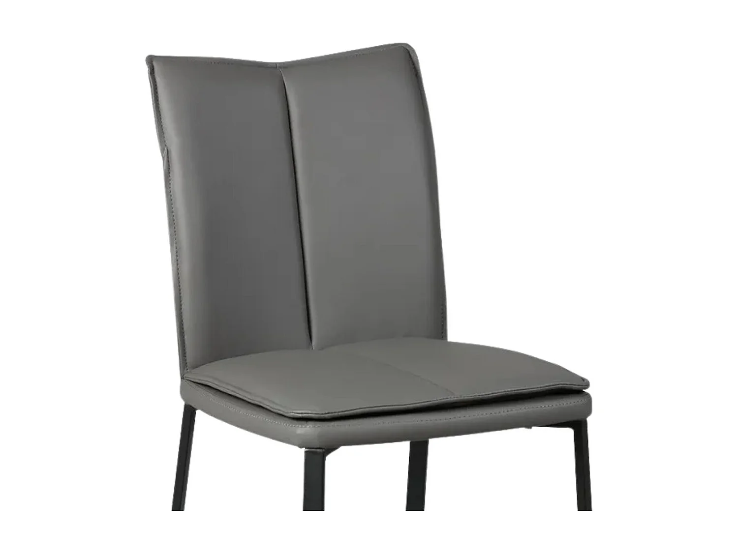 Lot de 2 chaises avec assise rembourrée revêtement synthétique coloris gris et pieds en acier laqué. - SILLAGE
