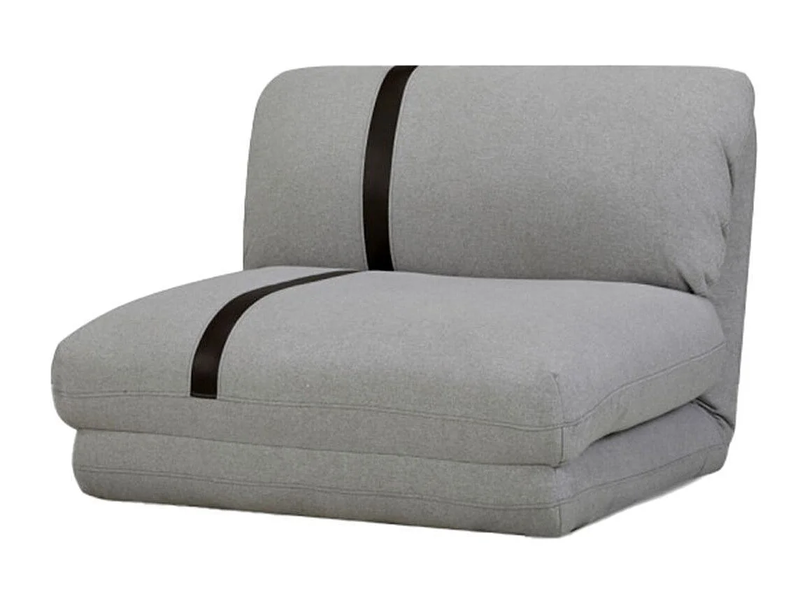 Chauffeuse convertible multipositions tissu Gris chiné avec bande noire - BAKARY