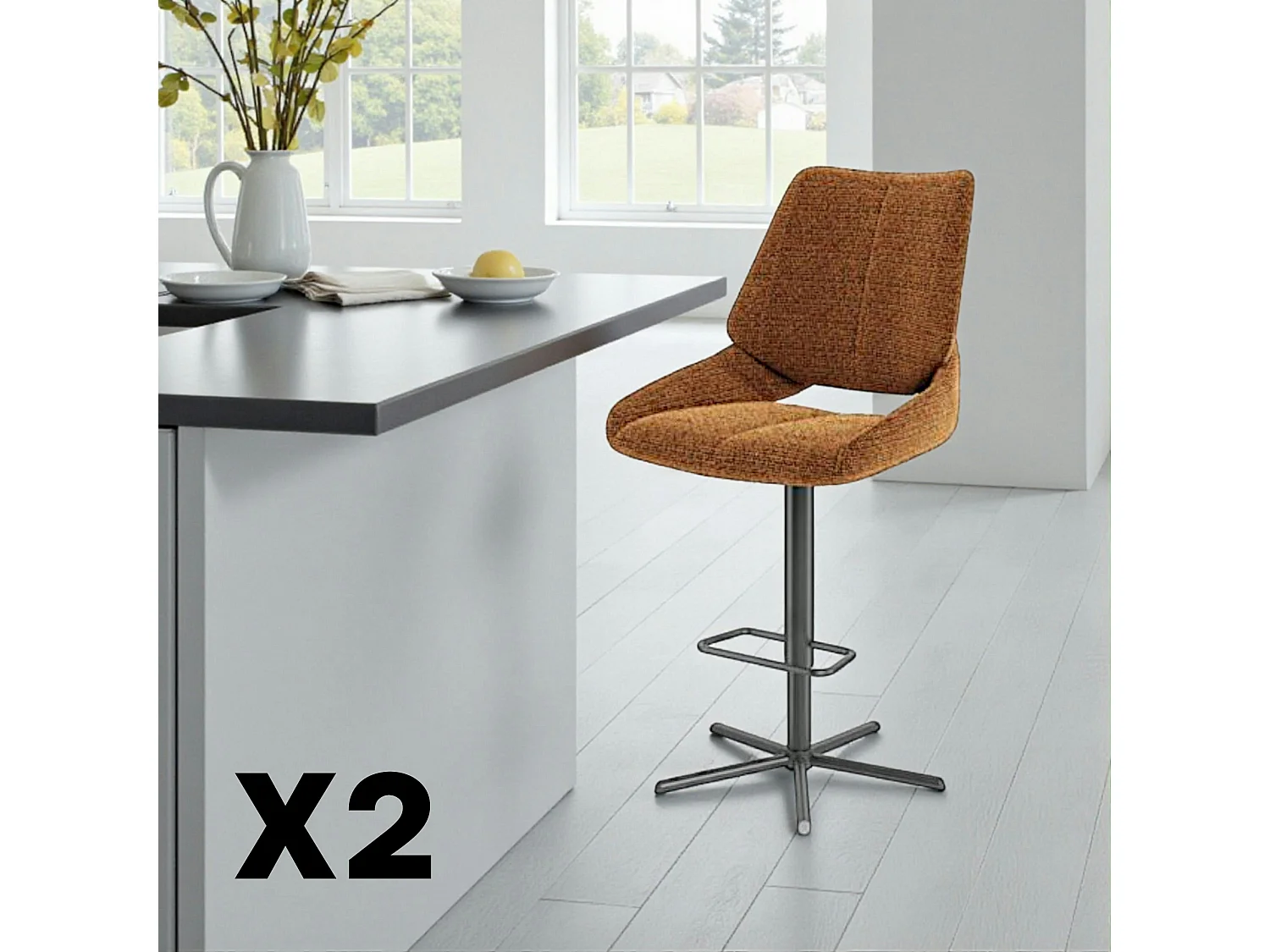 Chaise de bar réglable rouille assise baquet (lot de 2) LIGURIE