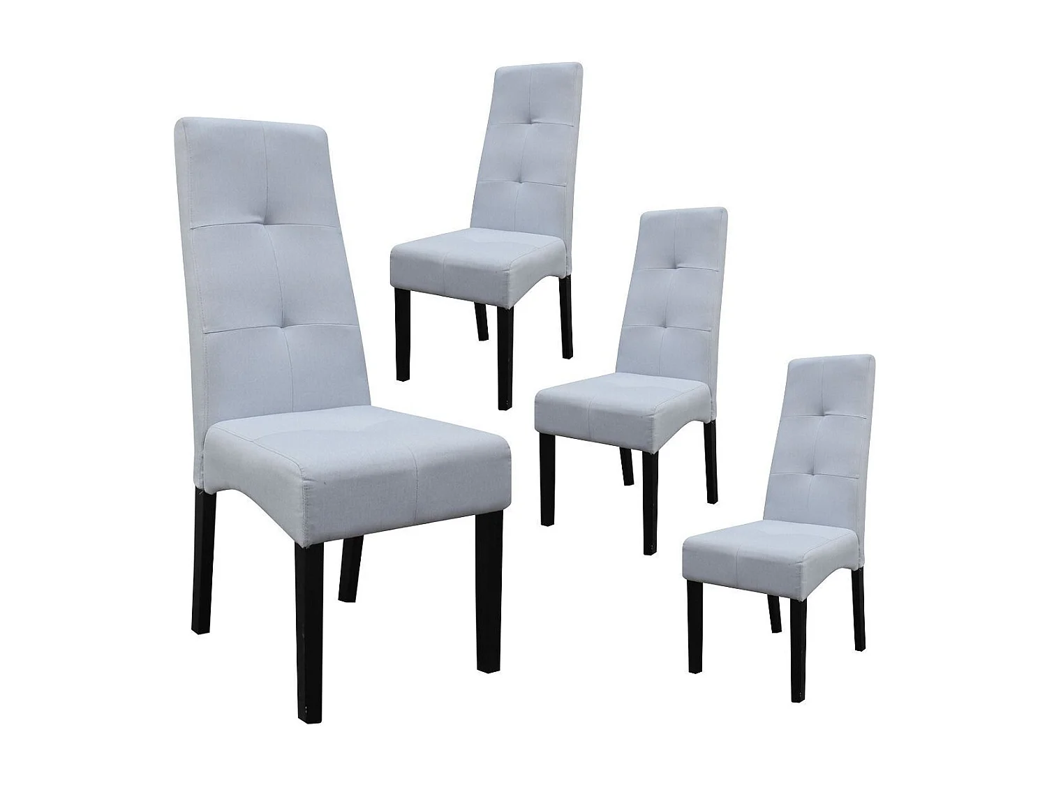 Lot de 4 Chaises tissu gris clair capitonnées - OKSANA
