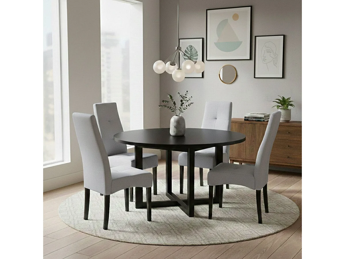 Lot de 4 Chaises tissu gris clair capitonnées - OKSANA