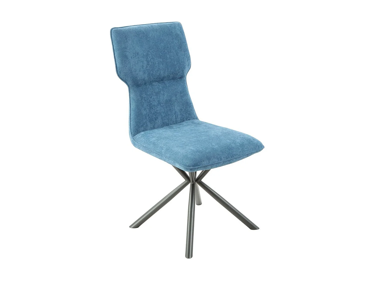 Lot de 4 chaises design en tissu chiné bleu et piètement étoile métal noir - ASTER