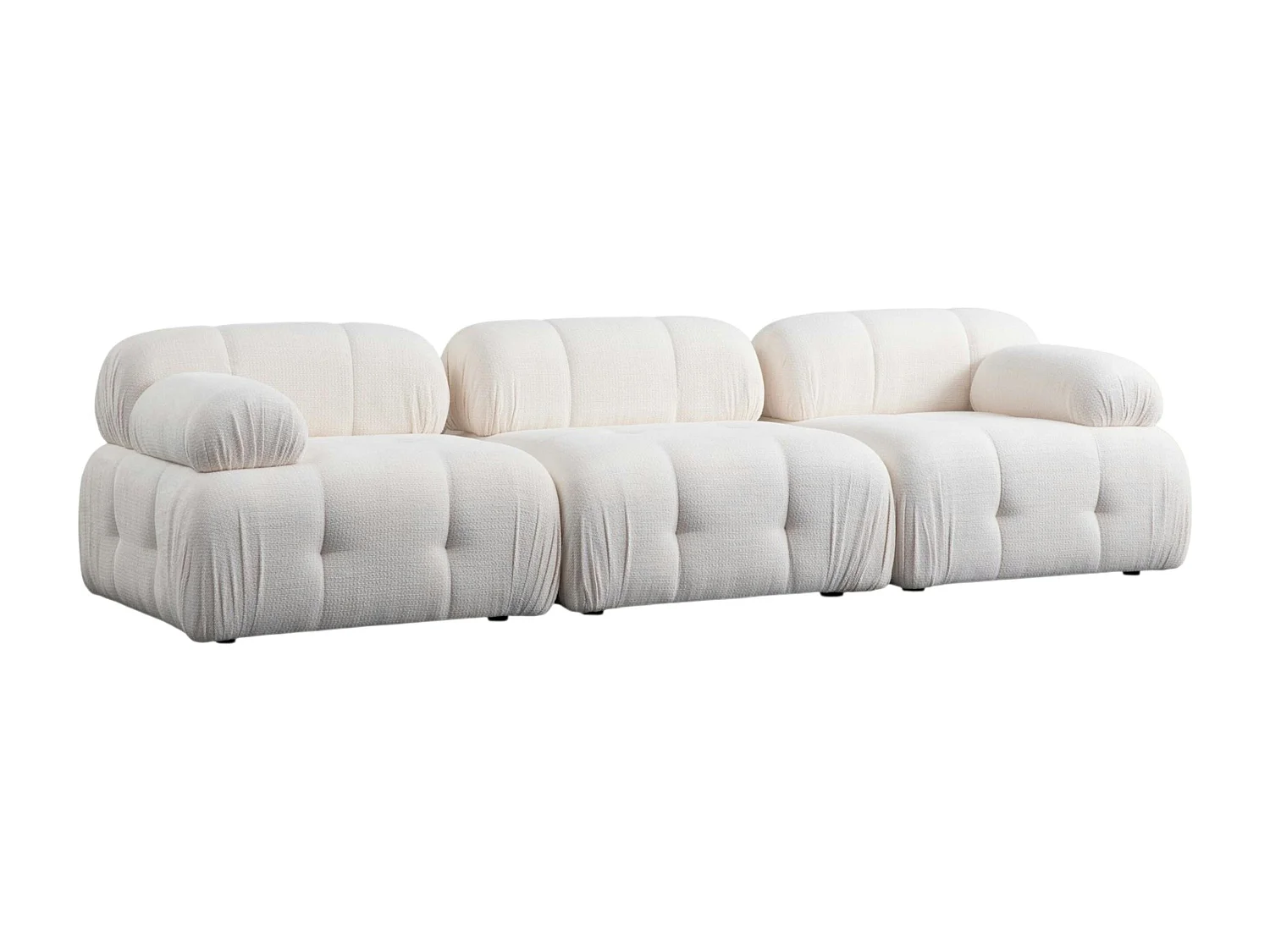 Grand canapé 3 places modulable blanc, assise profonde ICA