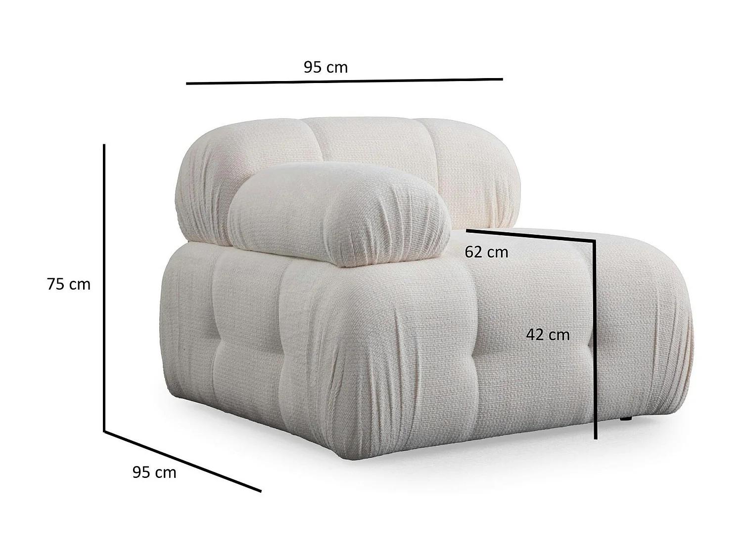 Grand canapé 3 places modulable blanc, assise profonde ICA