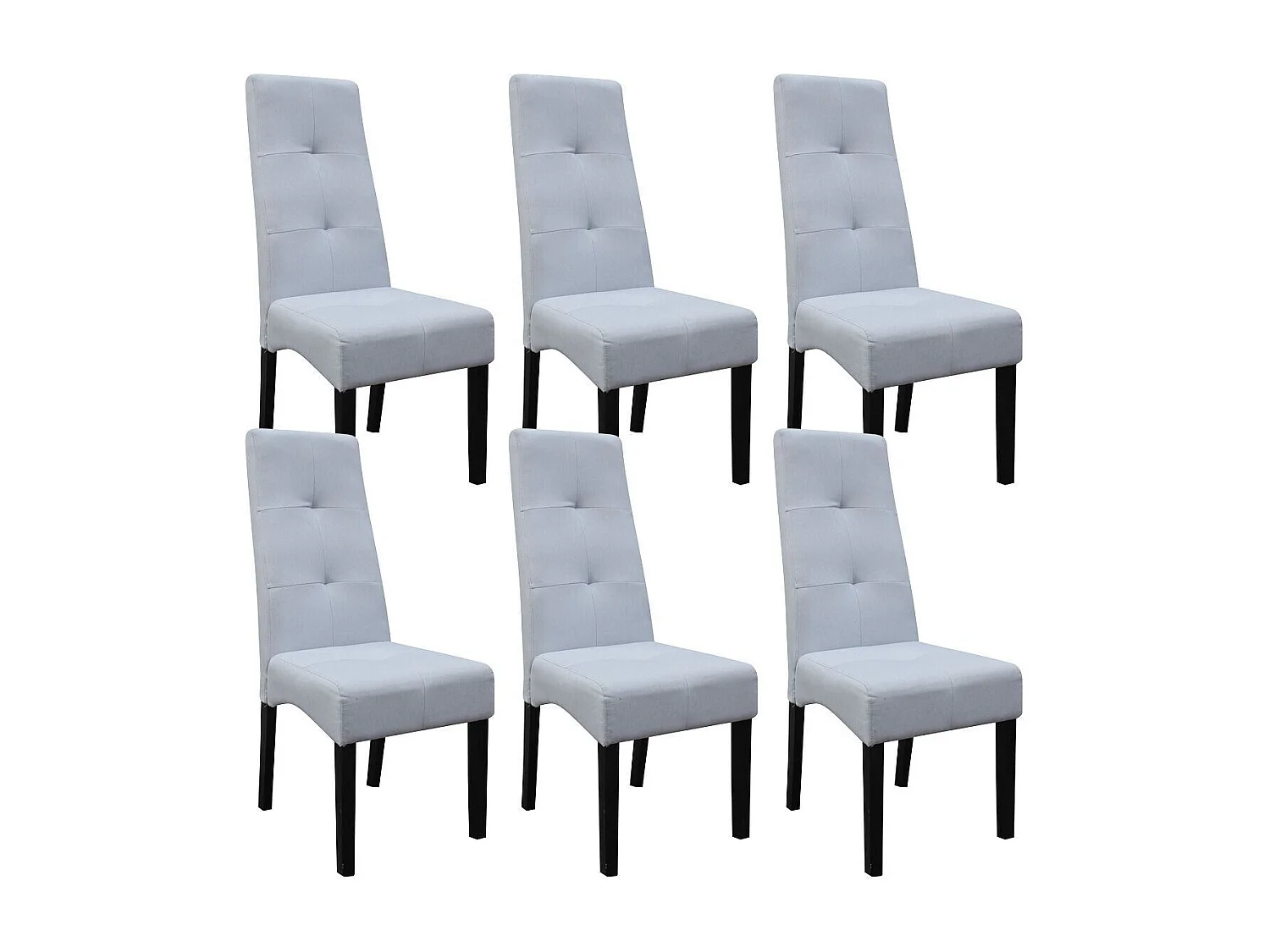 Lot de 6 Chaises tissu gris clair capitonnées - OKSANA