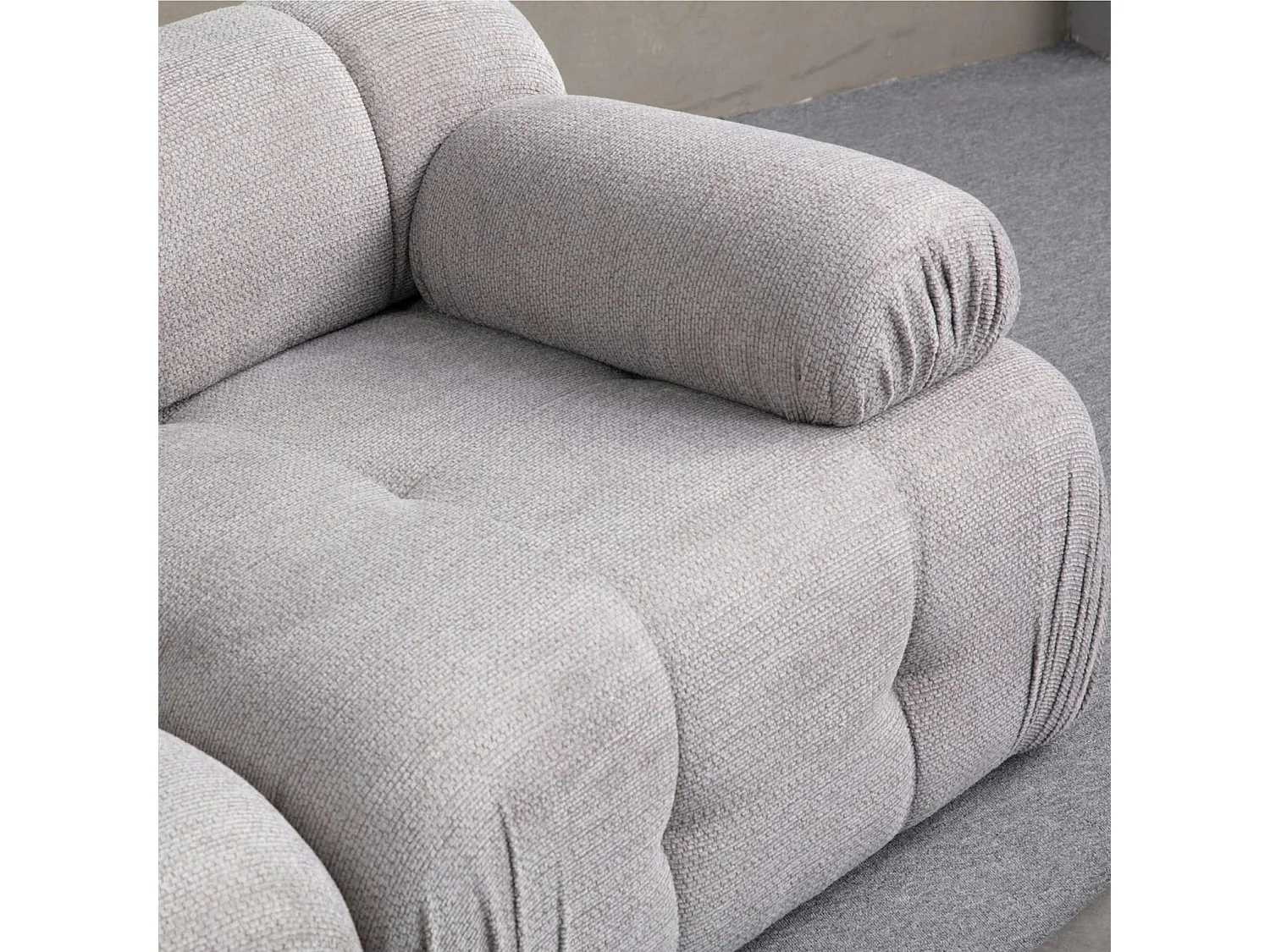 Canapé modulable 2 places gris clair, assise profonde 190 cm ICA