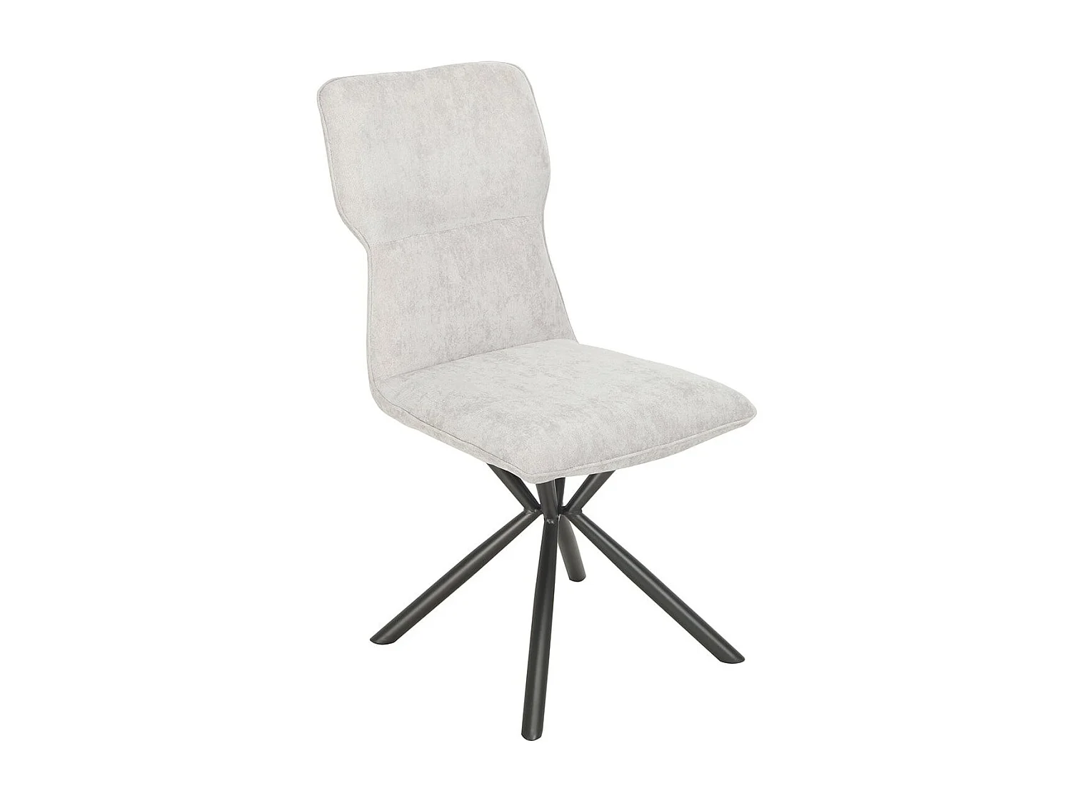 Lot de 4 chaises design en tissu chiné blanc et piètement étoile métal noir - ASTER