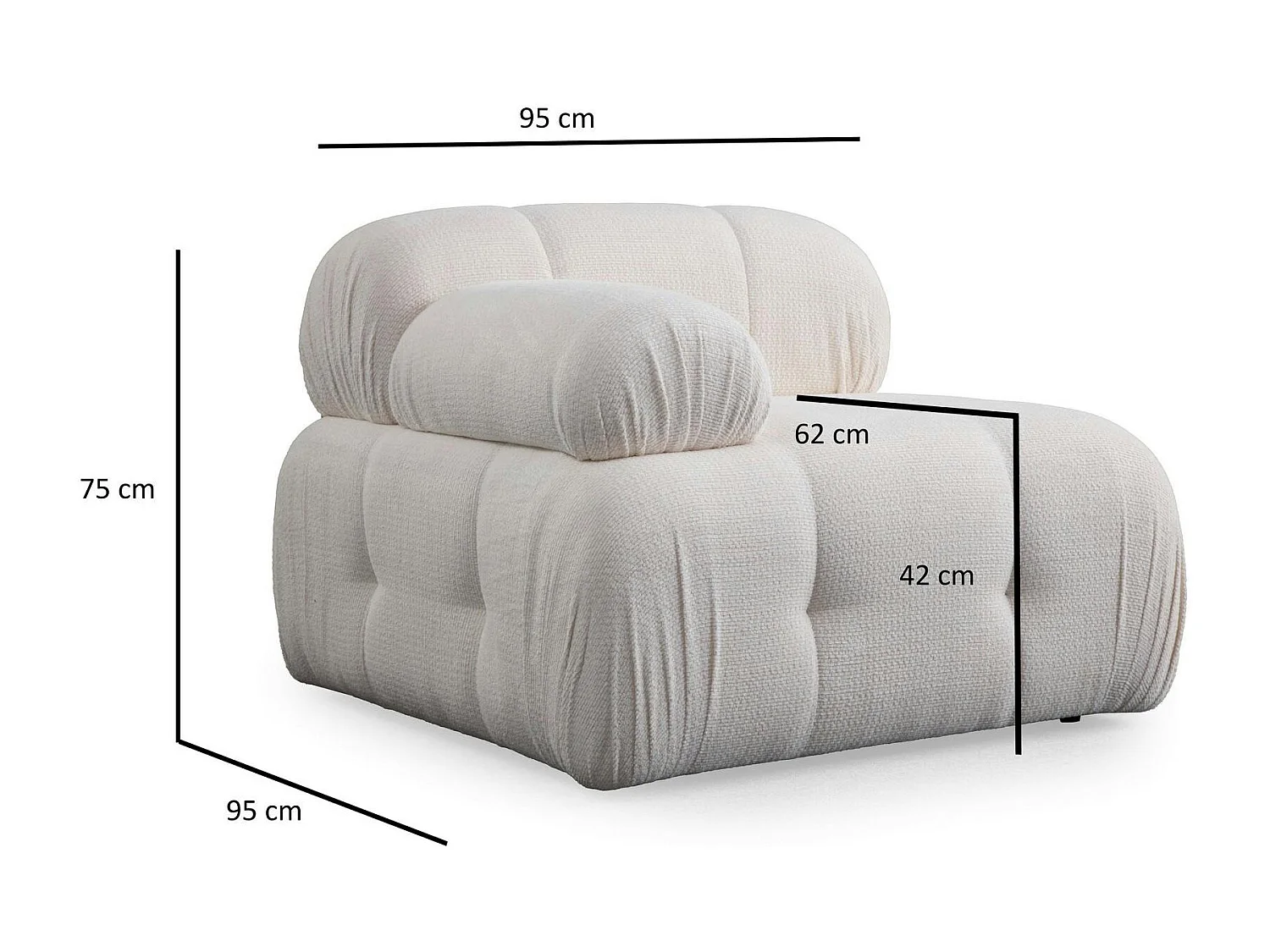 Canapé modulable 2 places blanc, assise profonde 190 cm ICA