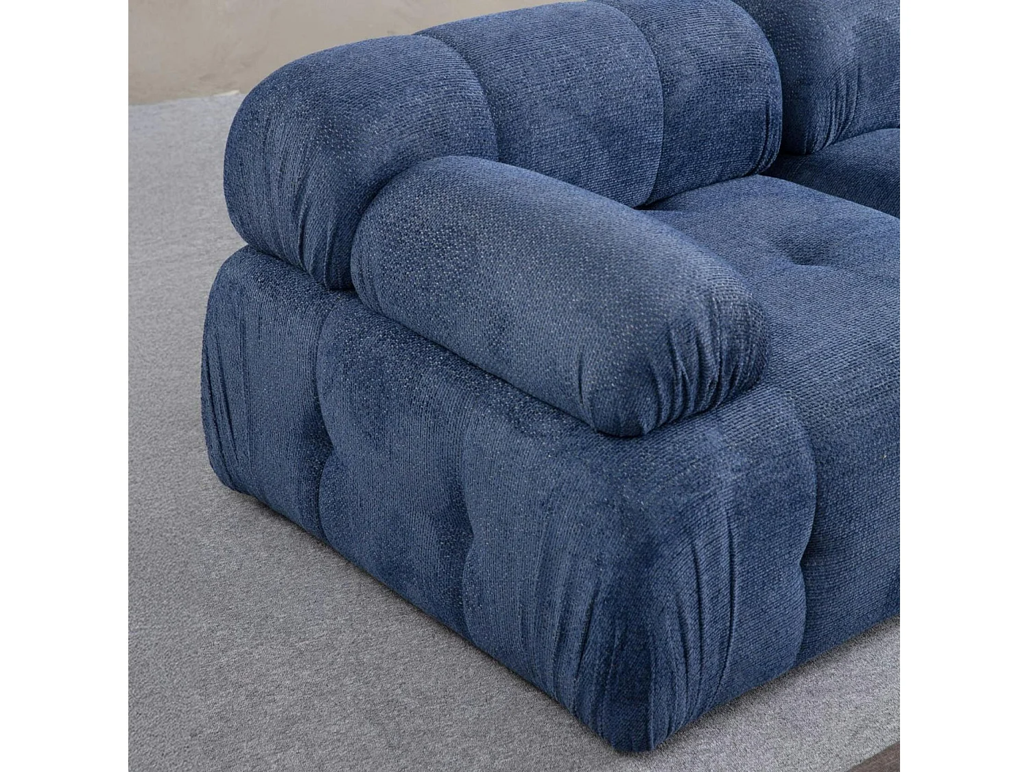 Canapé modulable 2 places bleu, assise profonde 190 cm ICA