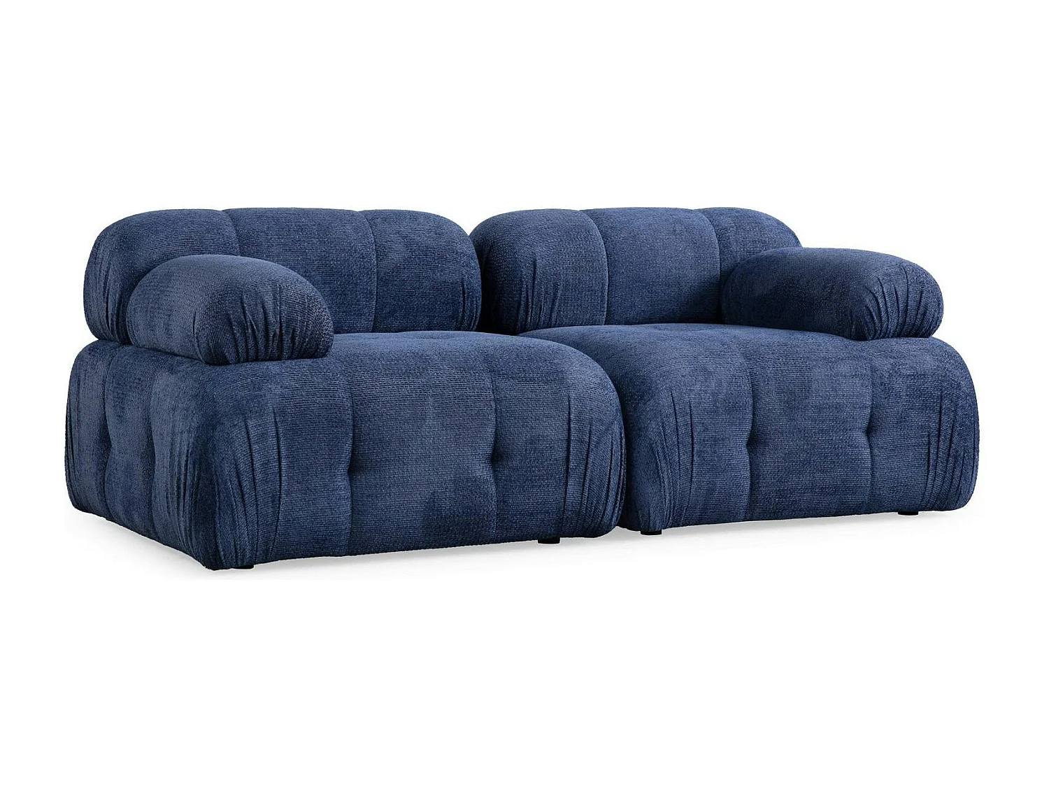 Canapé modulable 2 places bleu, assise profonde 190 cm ICA