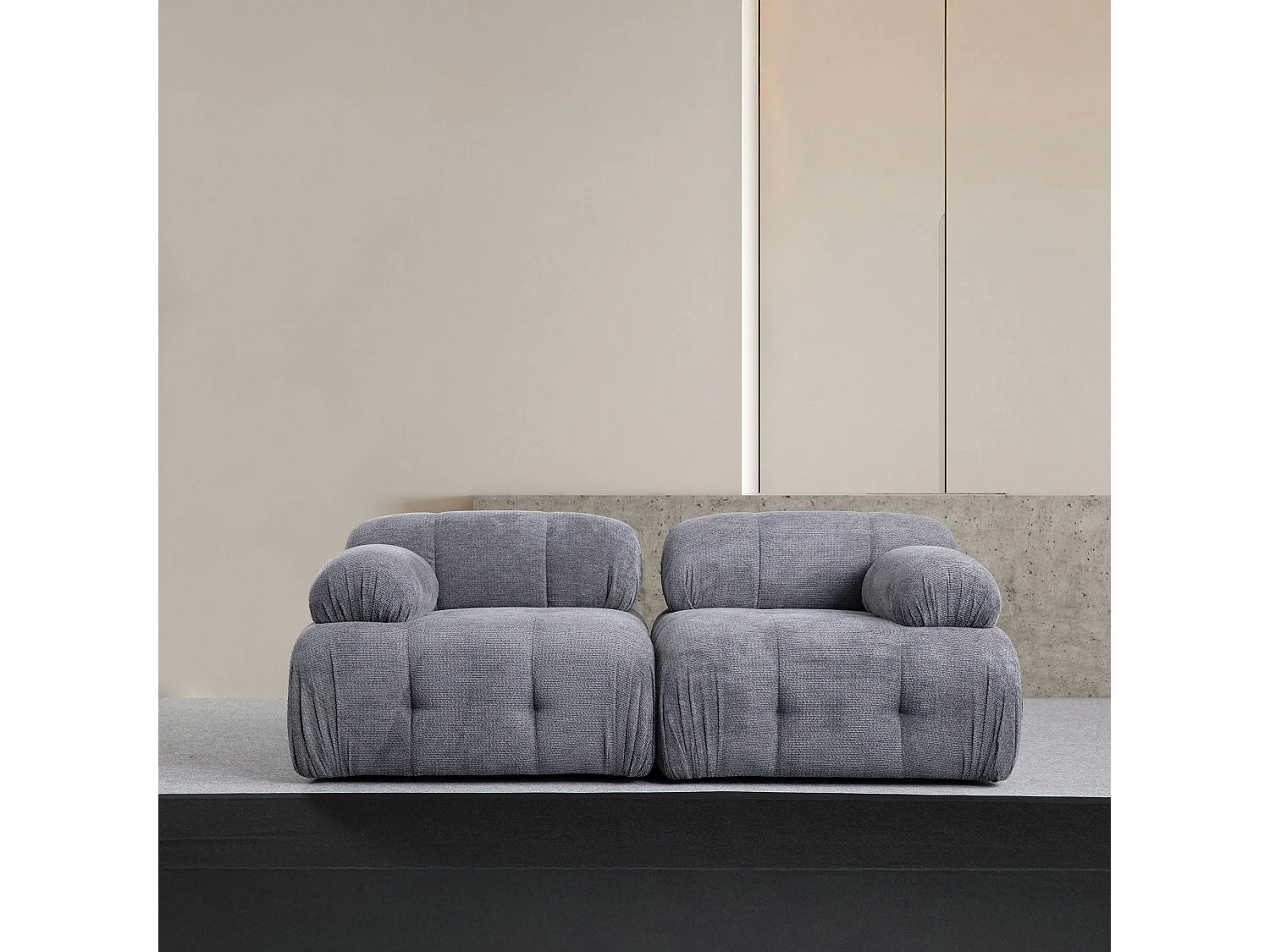 Canapé modulable 2 places gris, assise profonde 190 cm ICA