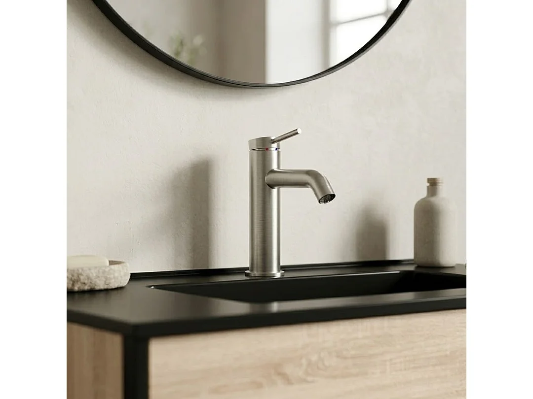 Lollipop wastafelmengkraan laag roestvrijstalen uitvoering - Essebagno