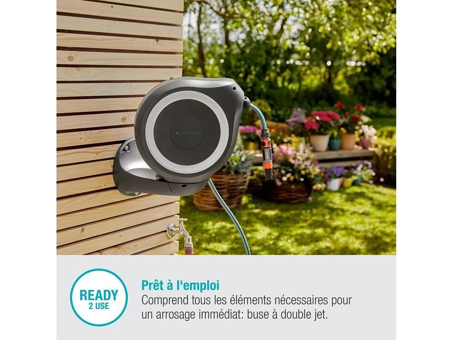 GARDENA Dévidoir automatique mural RollUp S 15 m