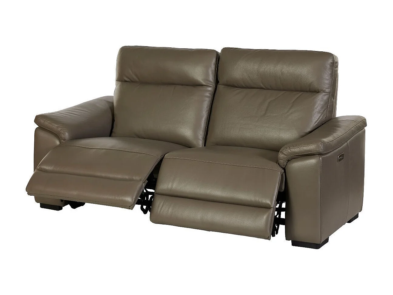 Canapé Relax Electrique 3 Places en cuir taupe foncé - STANLEY