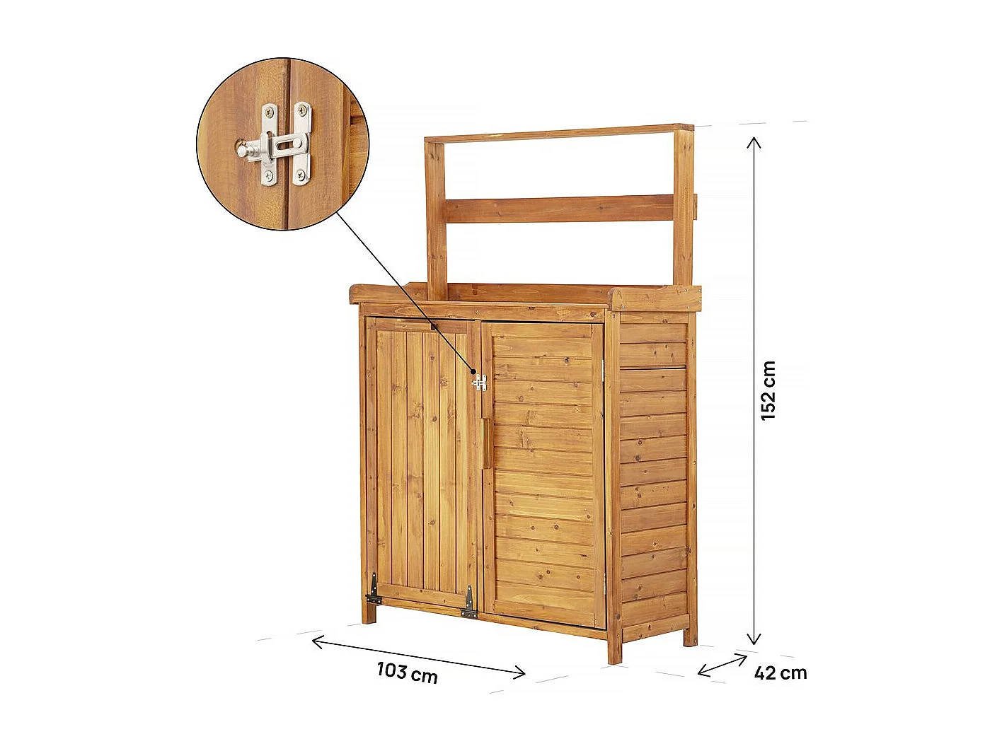 Gartenabfalleimer mit Holzaufbewahrung "Lou" - 103 x 42 x 152 cm - Braun