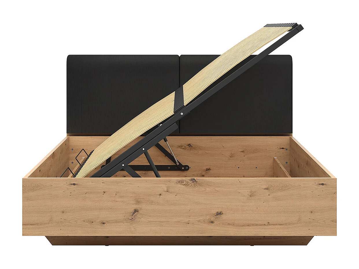 Lit coffre 160x200 ouverture latérale sommier inclus Mao Bois
