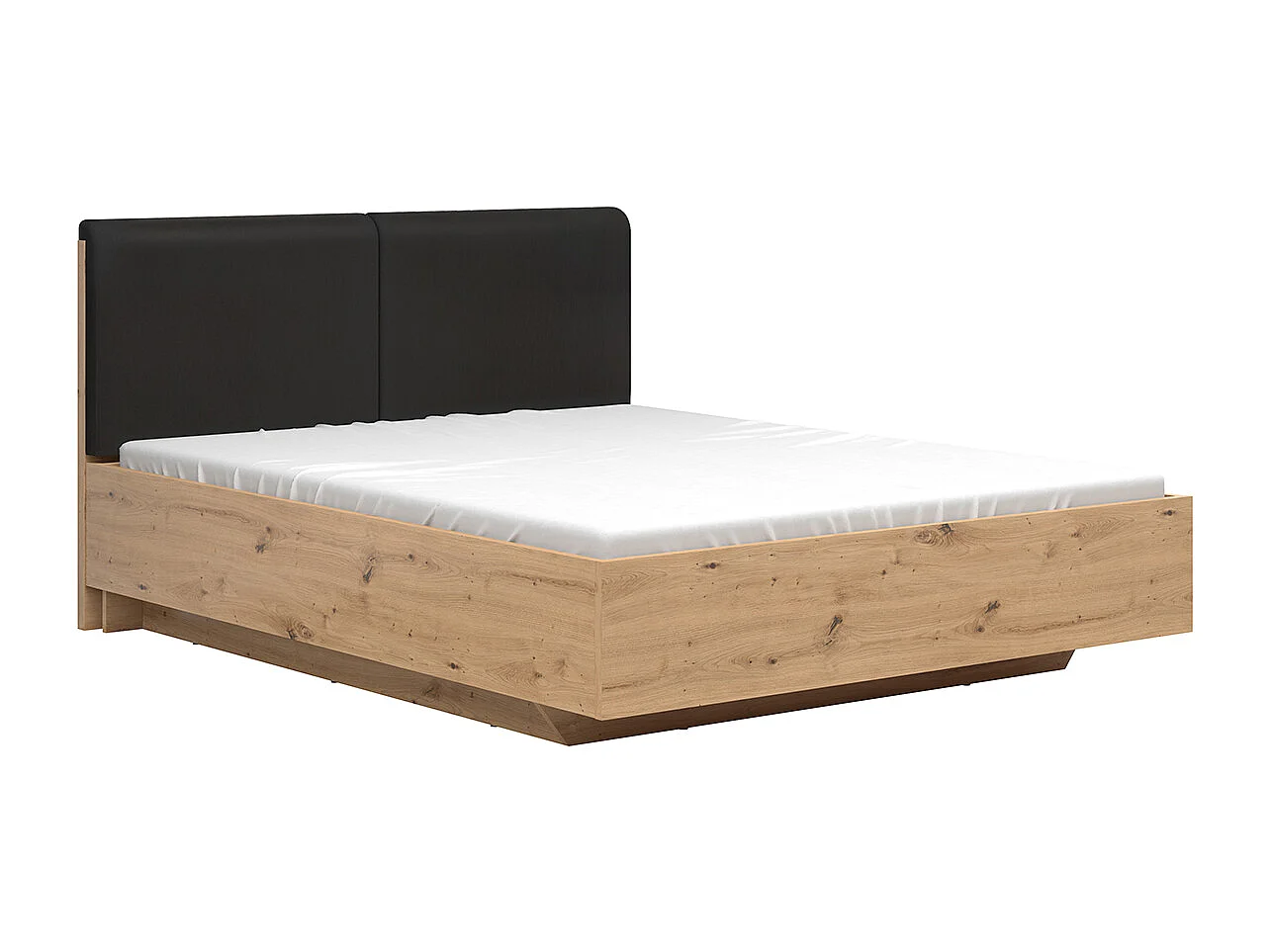 Lit coffre 160x200 ouverture latérale sommier inclus Mao Bois