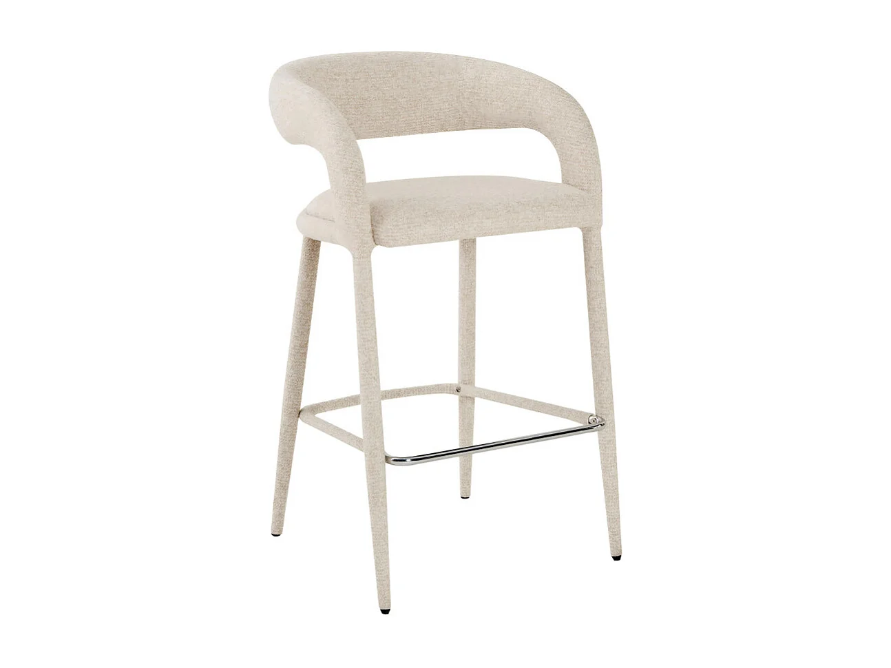 Romy - Lot de 2 chaises de bar en tissu H75cm - Beige chiné