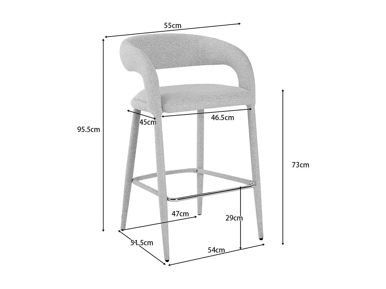 Romy - Lot de 2 chaises de bar en tissu H75cm - Beige chiné