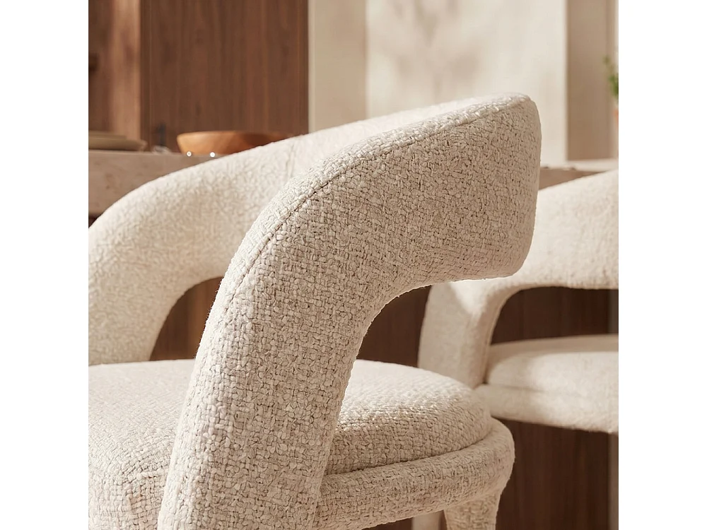 Romy - Lot de 2 chaises de bar en tissu H75cm - Beige chiné