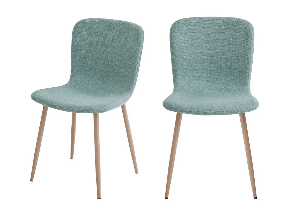 Gaston - Lot de 2 chaises en tissu piètement effet bois - Vert