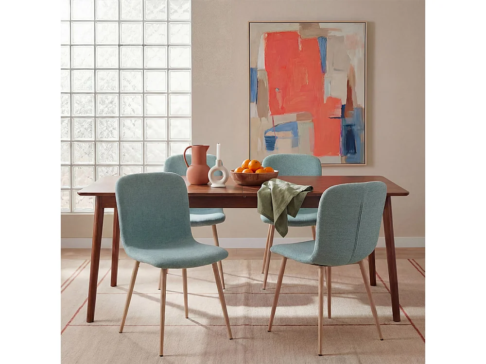 Gaston - Lot de 2 chaises en tissu piètement effet bois - Vert
