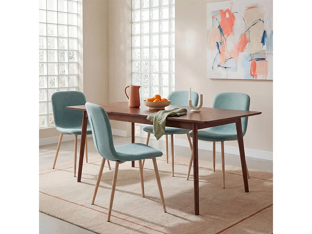 Gaston - Lot de 2 chaises en tissu piètement effet bois - Vert