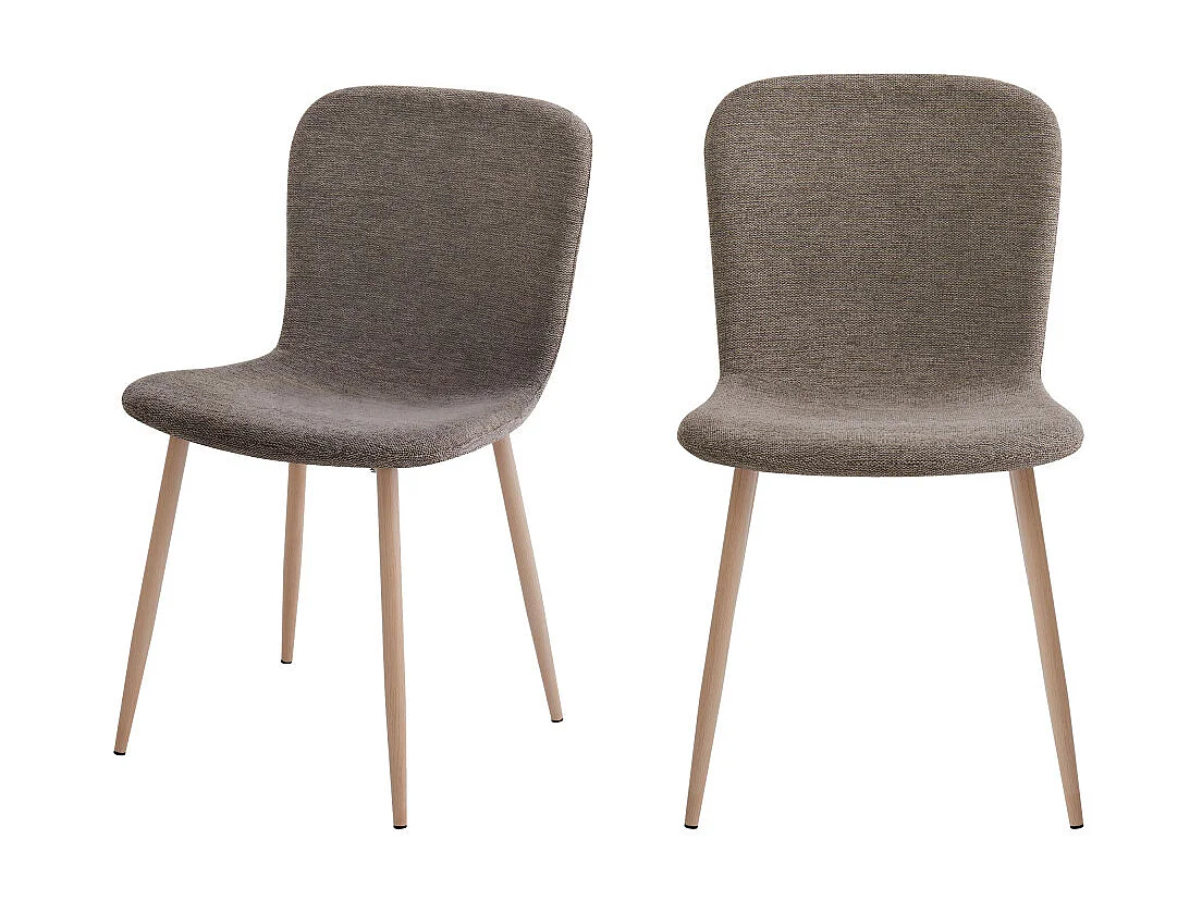 Gaston - Lot de 2 chaises en tissu piètement effet bois - Marron