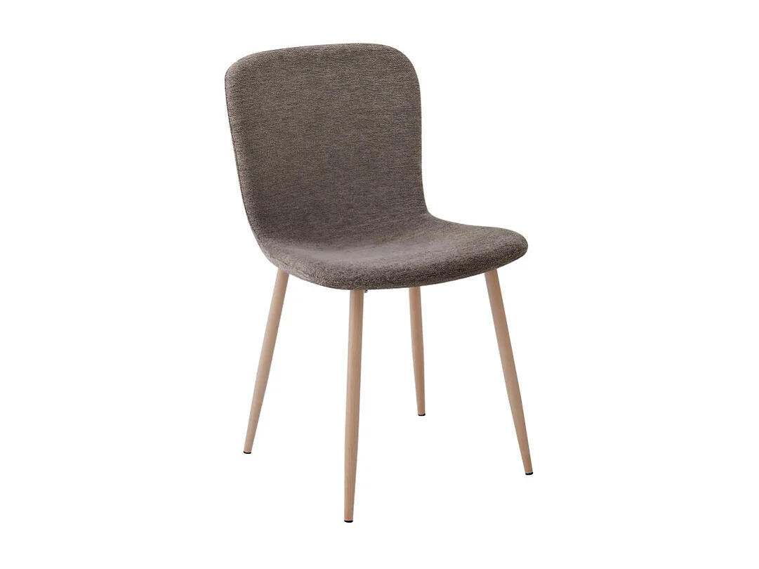 Gaston - Lot de 2 chaises en tissu piètement effet bois - Marron