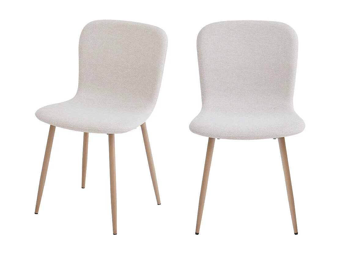 Gaston - Lot de 2 chaises en tissu piètement effet bois - Beige