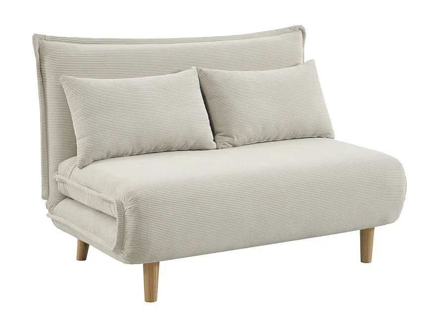Nella - Canapé convertible 2 places en velours côtelé - Beige