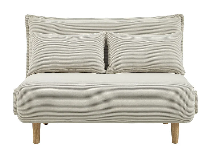 Nella - Canapé convertible 2 places en velours côtelé - Beige