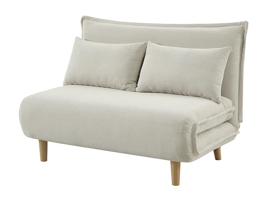 Nella - Canapé convertible 2 places en velours côtelé - Beige