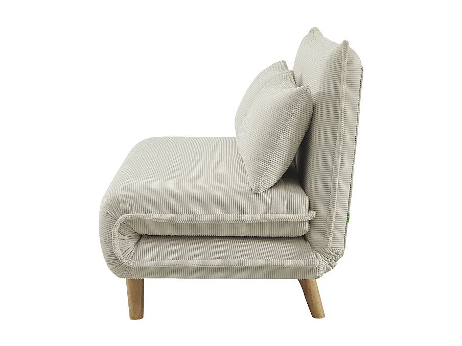 Nella - Canapé convertible 2 places en velours côtelé - Beige