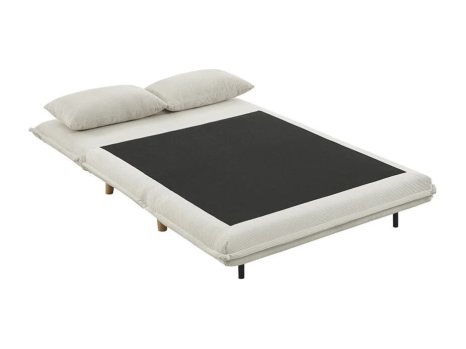 Nella - Canapé convertible 2 places en velours côtelé - Beige