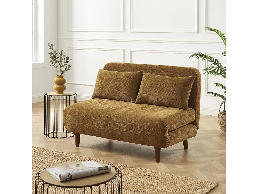 Nella - Canapé convertible 2 places en tissu - Bronze