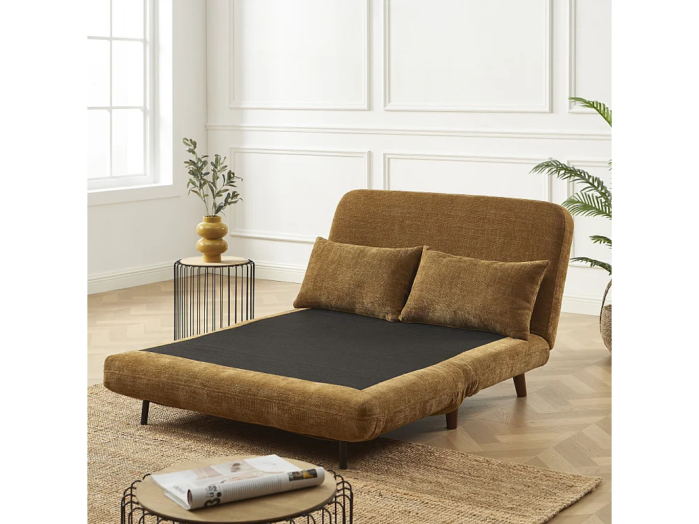 Nella - Canapé convertible 2 places en tissu - Bronze