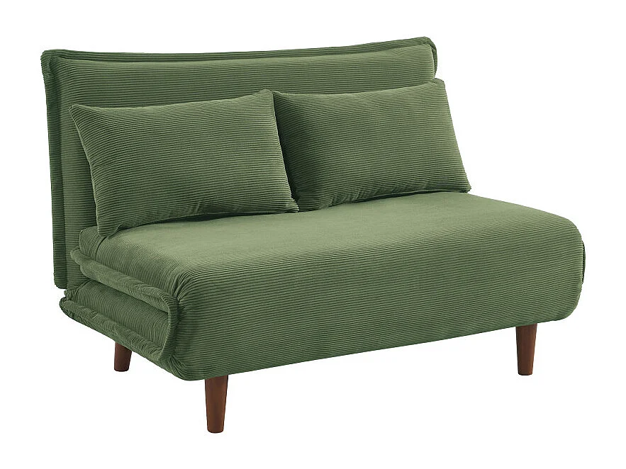 Nella - Canapé convertible 2 places en velours côtelé - Vert