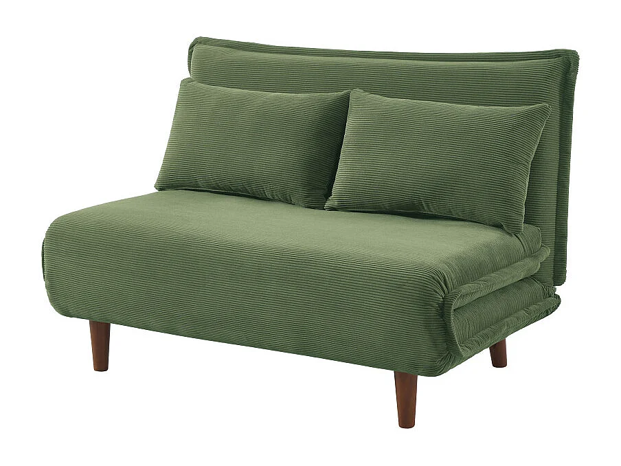 Nella - Canapé convertible 2 places en velours côtelé - Vert