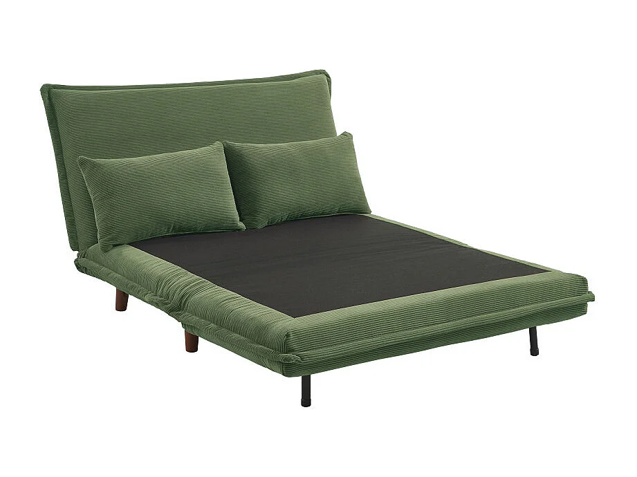 Nella - Canapé convertible 2 places en velours côtelé - Vert